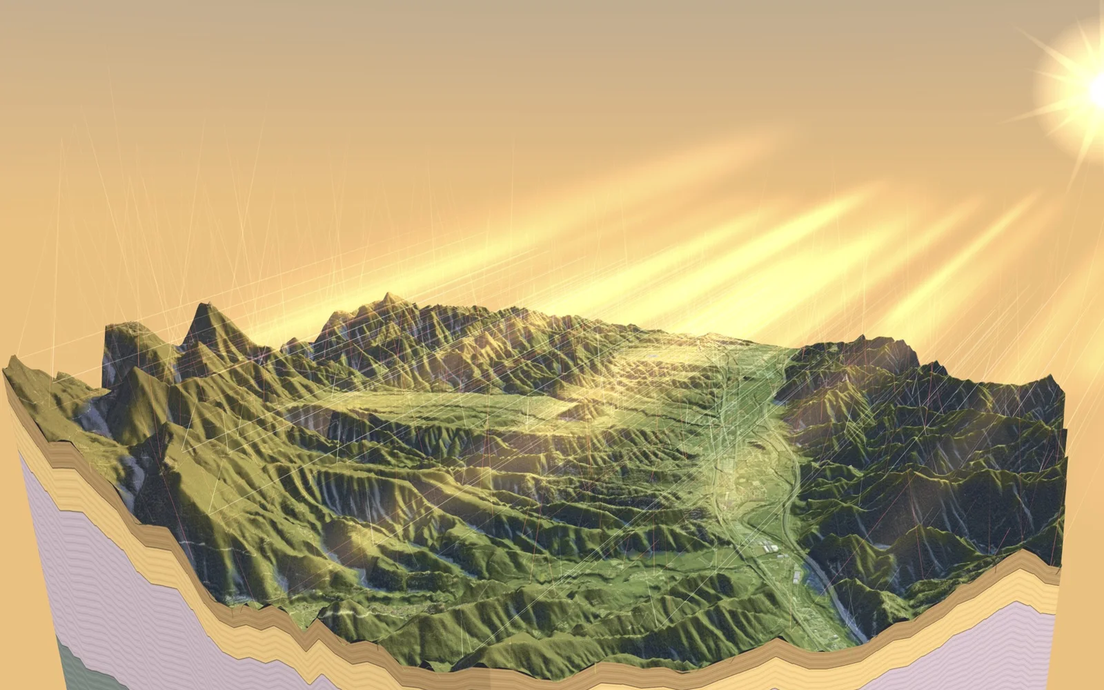 The Ground model of Breda–Montseny at the golden hour
